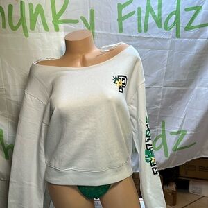 PINK by Victoria’s Secret off the the Shoulder Sweatshirt Tropical Logo
